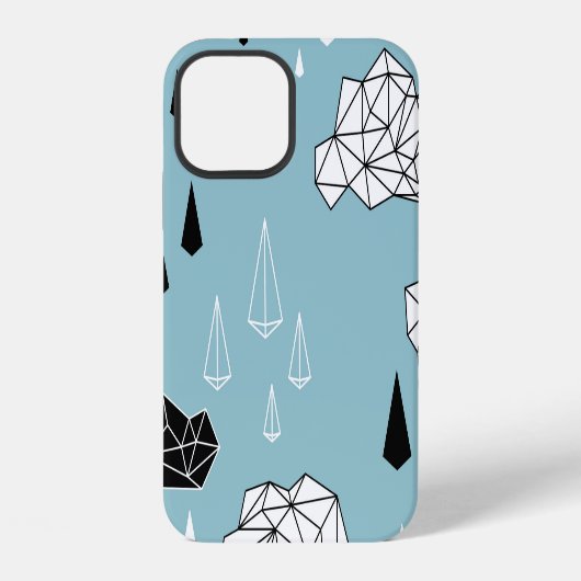 幾何学的な雲と雨、シームレスなパターン iPhoneケース (裏面)