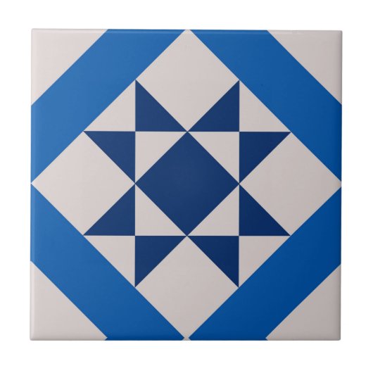 幾何学的な青いタイルの床のインスピレーション タイル (正面)