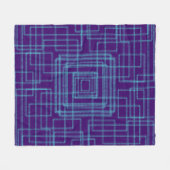 幾何学的な青いパターン フリースブランケット (正面(横))