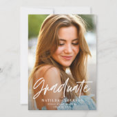 幾何学的な青い写真の卒業スクリプエレガントト 案内状 (正面)