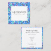 幾何学的な青および紫色 スクエア名刺 (正面/裏面)