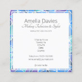 幾何学的な青および紫色 スクエア名刺 (裏面)