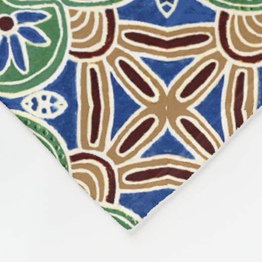 幾何学的な青とタンのフリースブランケット フリースブランケット (角)