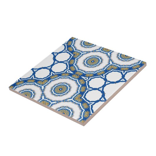 幾何学的な青と白のモロッコアズレホス タイル (側面)