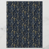 幾何学的な青と金ゴールドアールデコスクラップブック紙 (正面)