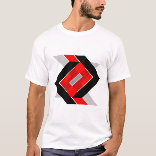 幾何学的な青灰色の赤黒のカスタムデザインシンプル Tシャツ (正面)