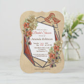 幾何学的な革の花のウェディングシャワー 招待状 (スタンド正面)