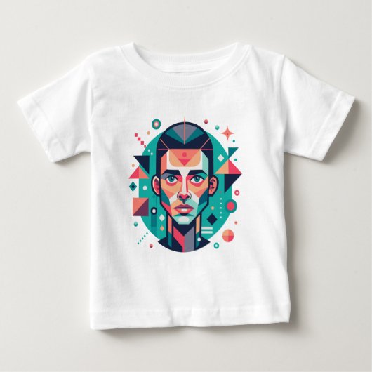 幾何学的な顔の肖像 ベビーTシャツ (正面)