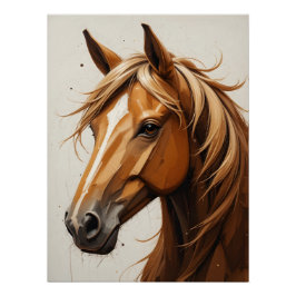 幾何学的な馬ポートレート ポスター