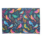 幾何学的な鳥の花模様パタカラフルーン 枕カバー (正面左)