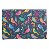 幾何学的な鳥の花模様パタカラフルーン 枕カバー (正面右)