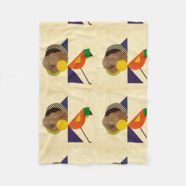 幾何学的な鳥 フリースブランケット