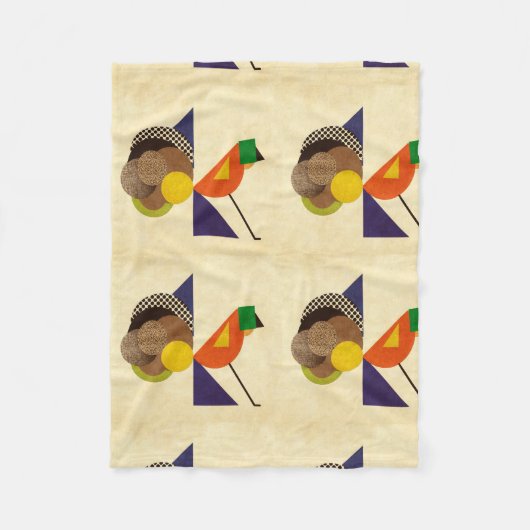 幾何学的な鳥 フリースブランケット (正面)