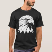 幾何学的な鷲のプロフィールアート Tシャツ (正面)