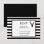 幾何学的な鹿の頭に花冠の招待返信 出欠カード (正面/裏面)