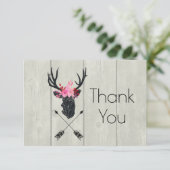 幾何学的な鹿の頭に花冠を載せた偽の木 サンキューカード (スタンド正面)