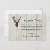 幾何学的な鹿の頭に花冠を載せた偽の木 サンキューカード (裏面)