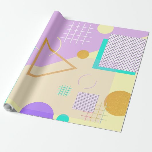 幾何学的な黄色のプリント ラッピングペーパー (アンロールド)