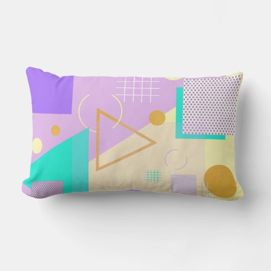 幾何学的な黄色のプリント ランバークッション (正面)