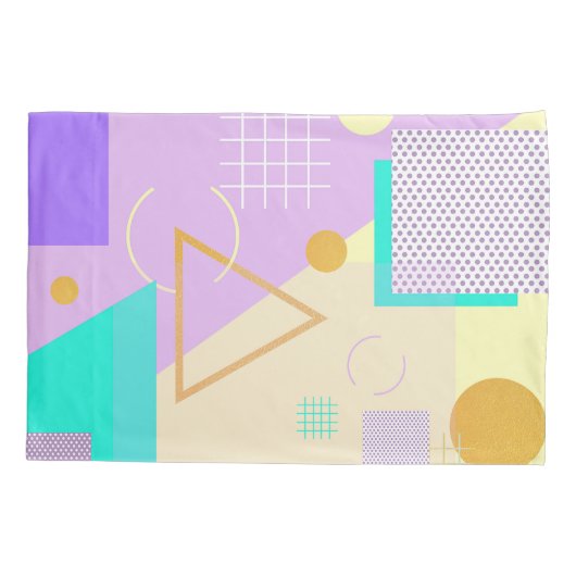 幾何学的な黄色のプリント 枕カバー (裏面)