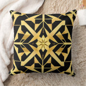 幾何学的な黄金のアールデコパターン クッション (ブランケット)