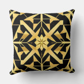 幾何学的な黄金のアールデコパターン クッション (裏面)