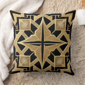 幾何学的な黄金のアールデコパターン クッション (ブランケット)