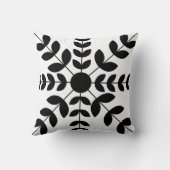 幾何学的な黒いフローラ クッション (裏面)