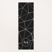 幾何学的な黒い三角形の白い線モノグラム ヨガマット (正面)