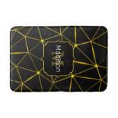 幾何学的な黒い三角形の金ゴールド線モノグラム バスマット (正面)