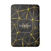 幾何学的な黒い三角形の金ゴールド線モノグラム バスマット (正面縦)