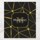 幾何学的な黒い三角形の金ゴールド線モノグラム ワインラベル (シングルラベル)