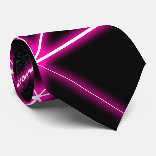 幾何学的な黒い三角形ネオンピンクの線レトロ ネクタイ (ロール)