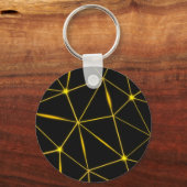 幾何学的な黒い三角形金ゴールド線 キーホルダー (正面)