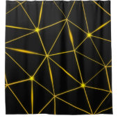 幾何学的な黒い三角形金ゴールド線 シャワーカーテン (正面)