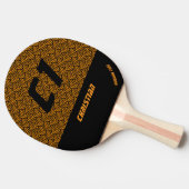 幾何学的な黒とオレンジのパターン名前をカスタムする 卓球ラケット (横)
