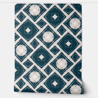 幾何学的な黒とクリームモダンタイルのパターン 壁紙