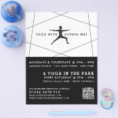 幾何学的な黒と白のヨガ広告クラス チラシ (シングル)