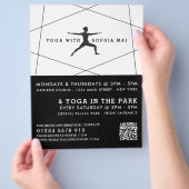 幾何学的な黒と白のヨガ広告クラス チラシ (手)