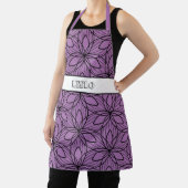 幾何学的な黒と紫のアートスモックエプロン エプロン (インサイチュ)