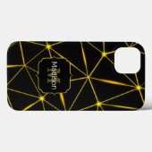 幾何学的な黒の三角形に金のラインのモノグラム Case-Mate iPhoneケース (裏面 (横))