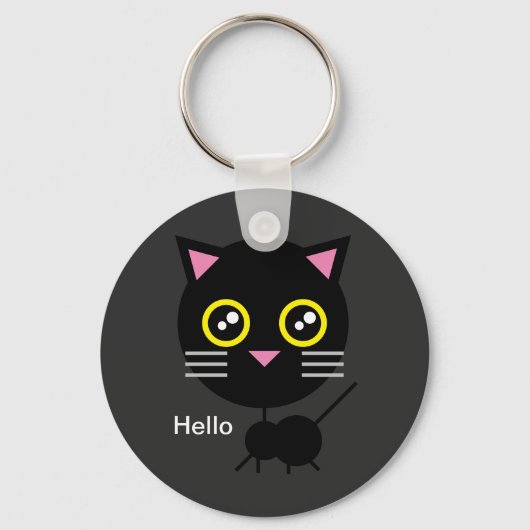 幾何学的な黒猫 キーホルダー (正面)