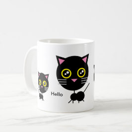 幾何学的な黒猫 コーヒーマグカップ
