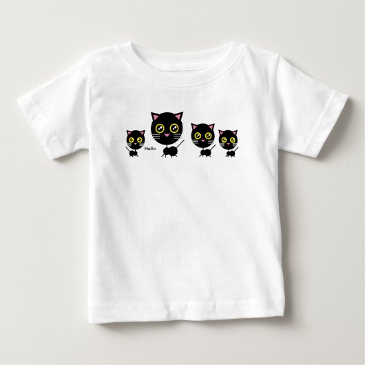 幾何学的な黒猫 ベビーTシャツ (正面)