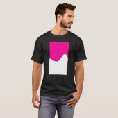 幾何学的な2音波波形パターン深いピンクと白 Tシャツ (正面フル)