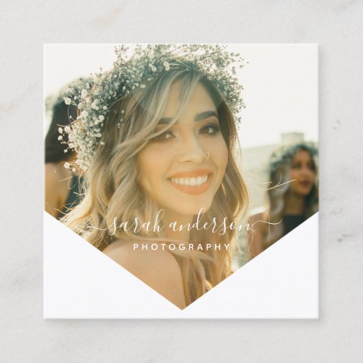 幾何学的な|の原稿のモダンなタイポグラフィの写真撮影 スクエア名刺 (正面)