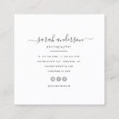 幾何学的な|の原稿のモダンなタイポグラフィの写真撮影 スクエア名刺 (裏面)