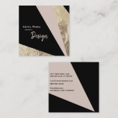 幾何学的な*~*のAbstractGoldホイルのピンクの赤面 スクエア名刺 (正面/裏面)