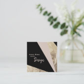 幾何学的な*~*のAbstractGoldホイルのピンクの赤面 スクエア名刺 (スタンド正面)