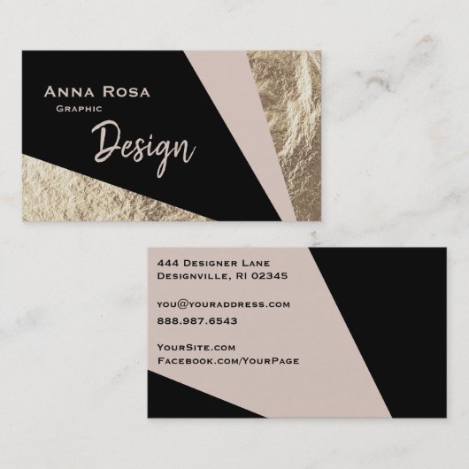 幾何学的な*~*のAbstractGoldホイルの赤面のピンク 名刺 (正面/裏面)